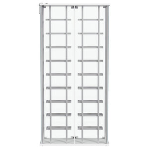 English Elm Chrome Glass Wine Cabinet with LED Lighting for 18 Bottles in Modern Dining Spaces B062P522024
