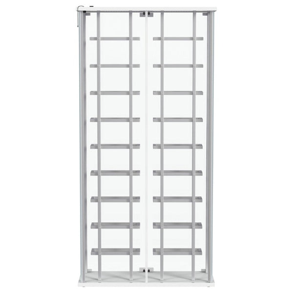 English Elm Chrome Glass Wine Cabinet with LED Lighting for 18 Bottles in Modern Dining Spaces B062P522024