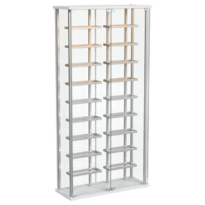 English Elm Chrome Glass Wine Cabinet with LED Lighting for 18 Bottles in Modern Dining Spaces B062P522024