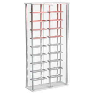 English Elm Chrome Glass Wine Cabinet with LED Lighting for 18 Bottles in Modern Dining Spaces B062P522024