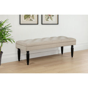 English Elm Latte Tufted Upholstered Bench with Black Rubberwood Legs for Bedroom or Entryway B062P522302
