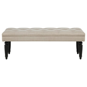 English Elm Latte Tufted Upholstered Bench with Black Rubberwood Legs for Bedroom or Entryway B062P522302