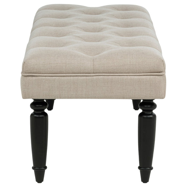 English Elm Latte Tufted Upholstered Bench with Black Rubberwood Legs for Bedroom or Entryway B062P522302