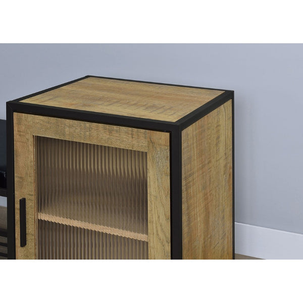 English Elm Mango Wood Entryway Bench with Cushioned Seat Cabinet and Open Slatted Shoe Shelf B062P522303