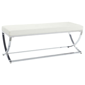 English Elm Bastien Tufted Leatherette Upholstered Bench with Chrome Frame for Bedroom or Entryway B062P523347