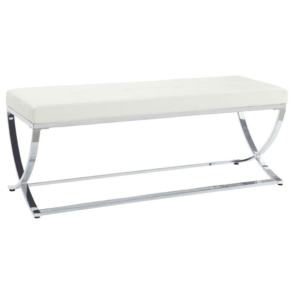 English Elm Bastien Tufted Leatherette Upholstered Bench with Chrome Frame for Bedroom or Entryway B062P523347