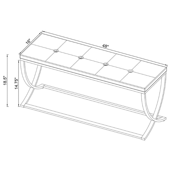 English Elm Bastien Tufted Leatherette Upholstered Bench with Chrome Frame for Bedroom or Entryway B062P523347