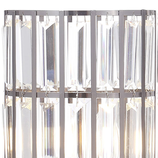 English Elm Emilian Crystal Three-light Table Lamp with Black Metal Base for Glam Interiors B062P523348
