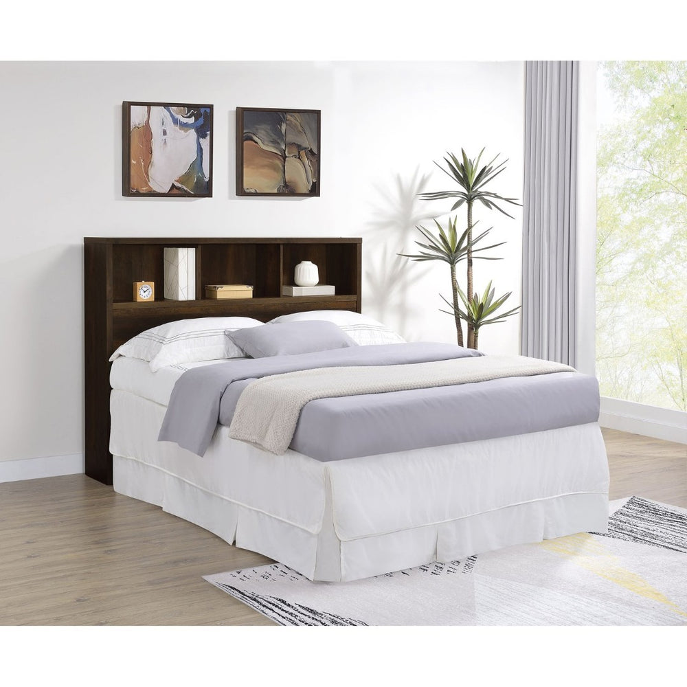 English Elm Geary Queen Bookcase Headboard with Three Storage Cubbies in Warm Dark Pine Finish B062P523357