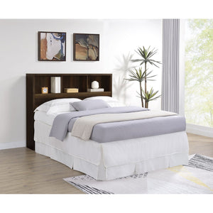 English Elm Geary Queen Bookcase Headboard with Three Storage Cubbies in Warm Dark Pine Finish B062P523357