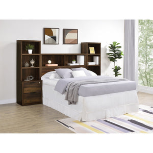 English Elm Geary Full Bookcase Headboard with Three Open Cubbies in Dark Pine Finish B062P523358