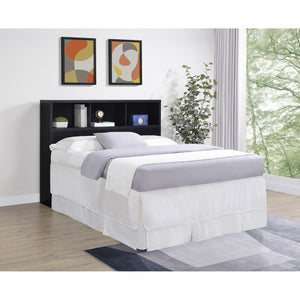 English Elm Geary Queen Bookcase Headboard with Three Open Cubbies in Black Oak Finish B062P523360