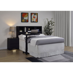 English Elm Geary Queen Bookcase Headboard with Three Open Cubbies in Black Oak Finish B062P523360