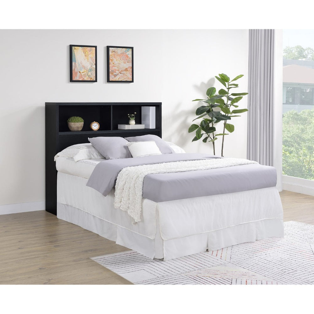 English Elm Geary Full Size Bookcase Headboard with Open Cubbies in Black Oak Finish B062P523361