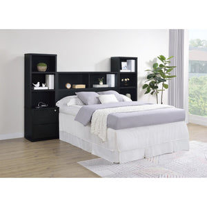 English Elm Geary Full Size Bookcase Headboard with Open Cubbies in Black Oak Finish B062P523361