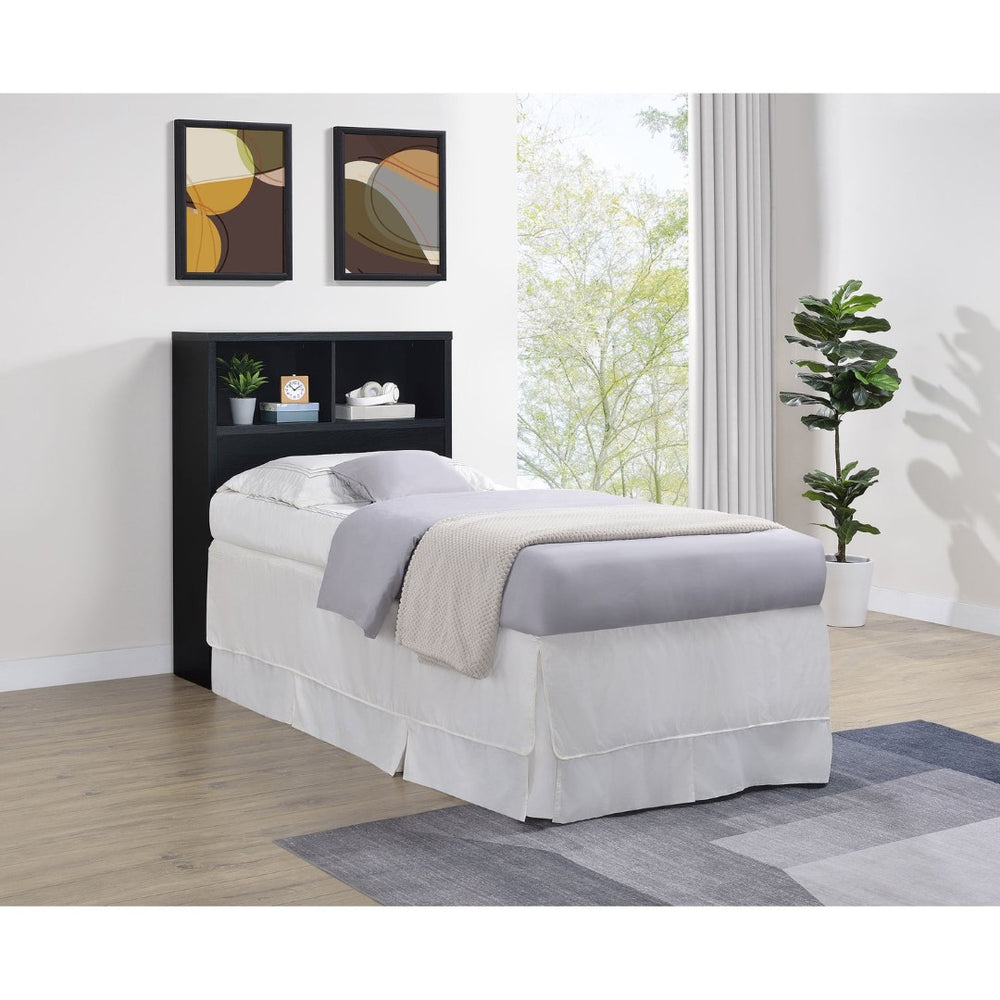 English Elm Geary Twin Bookcase Headboard with Three Open Cubbies in Bold Black Oak Finish B062P523362