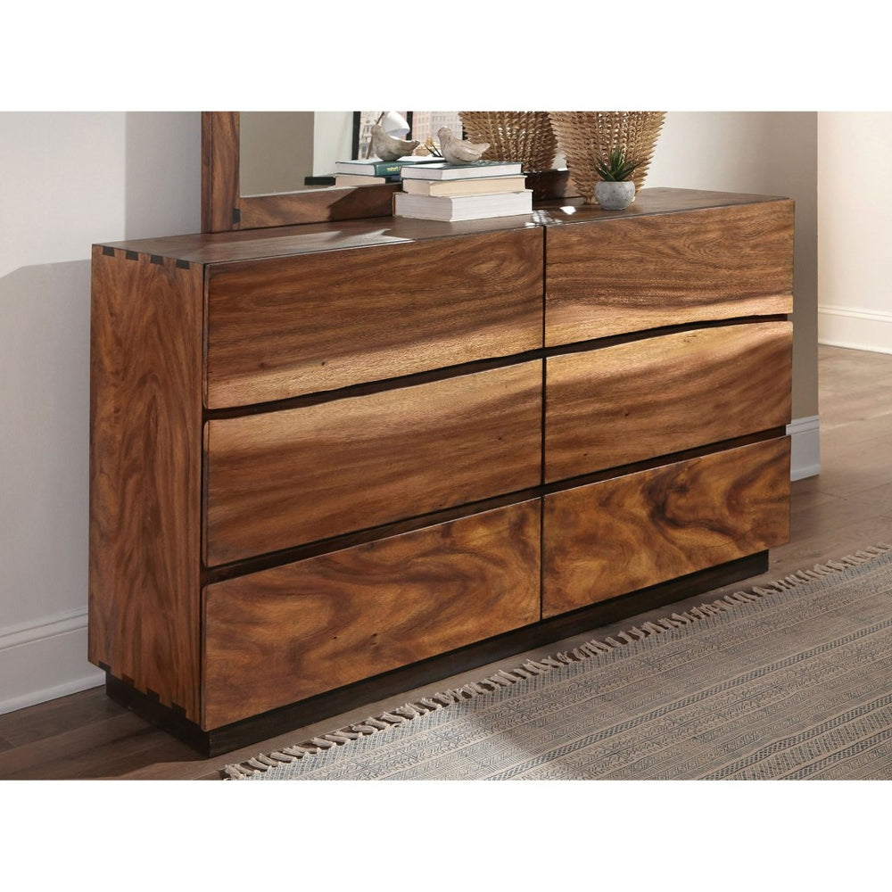 English Elm Beverly Six Drawer Dresser Walnut Veneer Live Edge Dovetail Bedroom Storage B062P523380