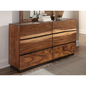 English Elm Beverly Six Drawer Dresser Walnut Veneer Live Edge Dovetail Bedroom Storage B062P523380