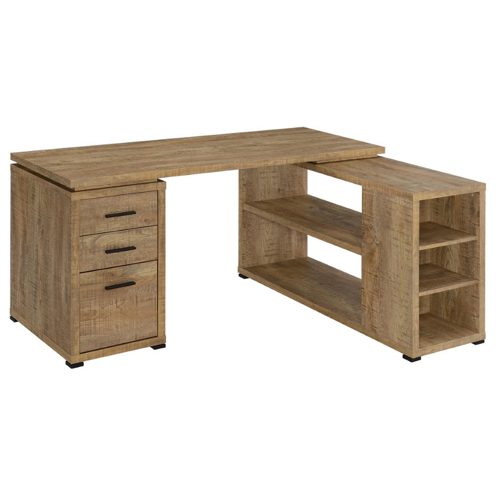 English Elm Caelum Corner L-shaped Home Office Desk with Three Drawers and Warm Mango Finish B062P523409