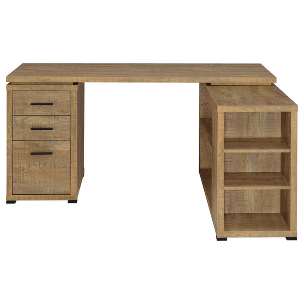 English Elm Caelum Corner L-shaped Home Office Desk with Three Drawers and Warm Mango Finish B062P523409