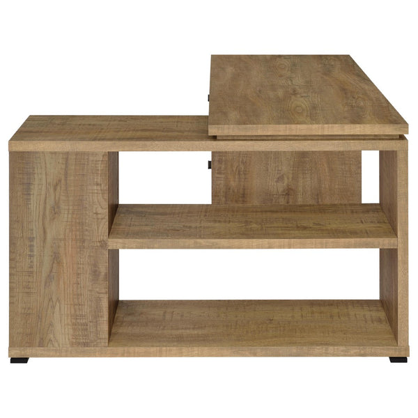 English Elm Caelum Corner L-shaped Home Office Desk with Three Drawers and Warm Mango Finish B062P523409