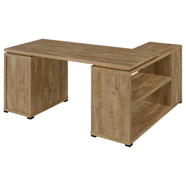 English Elm Caelum Corner L-shaped Home Office Desk with Three Drawers and Warm Mango Finish B062P523409