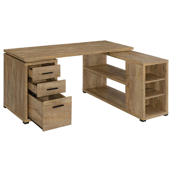 English Elm Caelum Corner L-shaped Home Office Desk with Three Drawers and Warm Mango Finish B062P523409