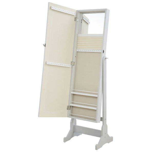 English Elm Rosalba Freestanding Jewelry Cheval Mirror with Hidden Storage in Dove Grey B062P523410