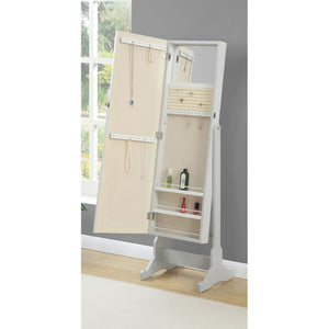 English Elm Rosalba Freestanding Jewelry Cheval Mirror with Hidden Storage in Dove Grey B062P523410