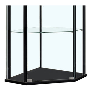 English Elm Lysander Triangular Black Curio Cabinet with Four Glass Shelves for Modern Display B062P523415