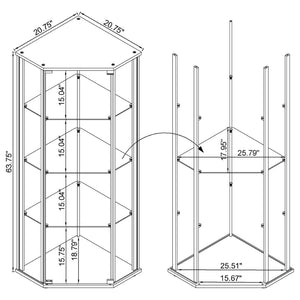 English Elm Lysander Triangular Black Curio Cabinet with Four Glass Shelves for Modern Display B062P523415