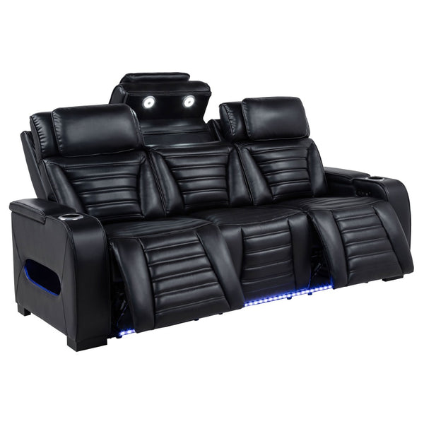 English Elm Isadora Faux Leather Power Reclining Sofa with Led Lighting and Usb Charging Ports B062P523416