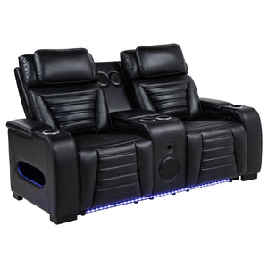English Elm Isadora Faux Leather Power Reclining Loveseat with Led Underglow and Usb Charging B062P523417