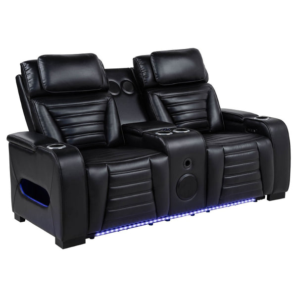 English Elm Isadora Faux Leather Power Reclining Loveseat with Led Underglow and Usb Charging B062P523417