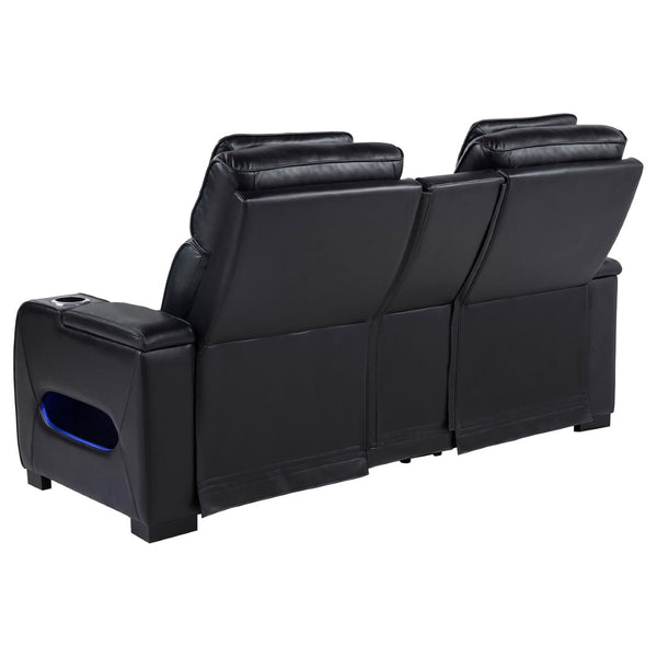English Elm Isadora Faux Leather Power Reclining Loveseat with Led Underglow and Usb Charging B062P523417