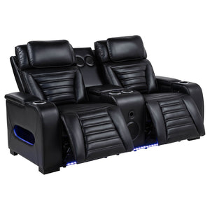 English Elm Isadora Faux Leather Power Reclining Loveseat with Led Underglow and Usb Charging B062P523417