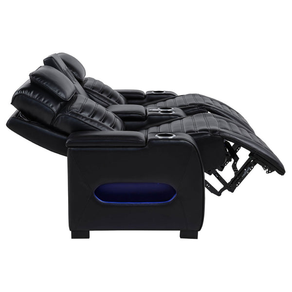 English Elm Isadora Faux Leather Power Reclining Loveseat with Led Underglow and Usb Charging B062P523417
