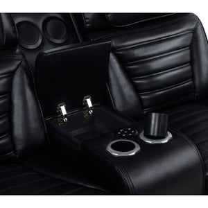 English Elm Isadora Faux Leather Power Reclining Loveseat with Led Underglow and Usb Charging B062P523417