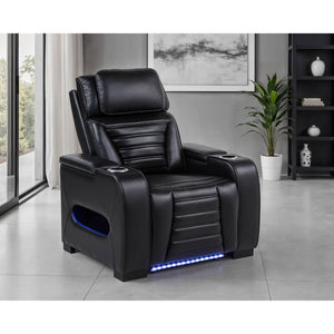 English Elm Isadora Faux Leather Power Recliner with Led Underglow and Usb Charging Ports B062P523867