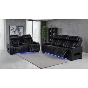 English Elm Isadora Faux Leather Power Recliner with Led Underglow and Usb Charging Ports B062P523867