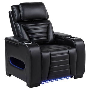 English Elm Isadora Faux Leather Power Recliner with Led Underglow and Usb Charging Ports B062P523867