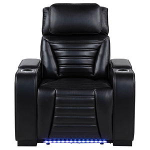 English Elm Isadora Faux Leather Power Recliner with Led Underglow and Usb Charging Ports B062P523867