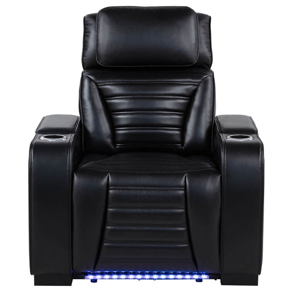 English Elm Isadora Faux Leather Power Recliner with Led Underglow and Usb Charging Ports B062P523867