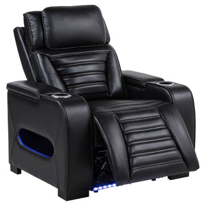 English Elm Isadora Faux Leather Power Recliner with Led Underglow and Usb Charging Ports B062P523867