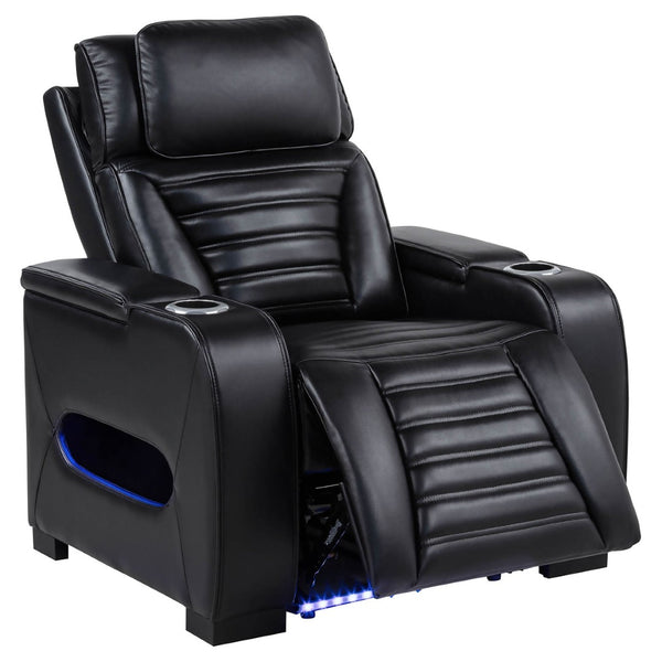 English Elm Isadora Faux Leather Power Recliner with Led Underglow and Usb Charging Ports B062P523867
