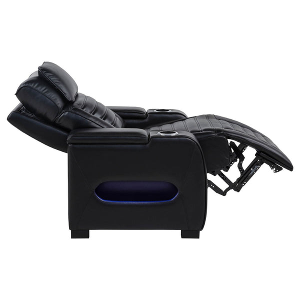English Elm Isadora Faux Leather Power Recliner with Led Underglow and Usb Charging Ports B062P523867