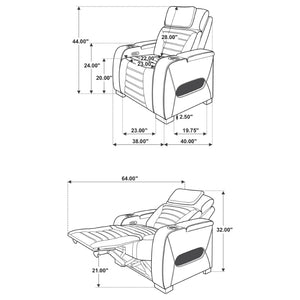 English Elm Isadora Faux Leather Power Recliner with Led Underglow and Usb Charging Ports B062P523867