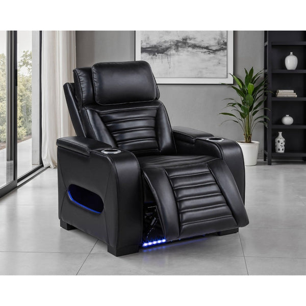 English Elm Isadora Faux Leather Power Recliner with Led Underglow and Usb Charging Ports B062P523867