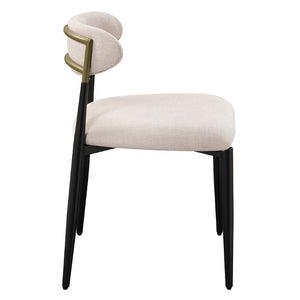 English Elm Kalea Linen Blend Dining Side Chairs Set of 2 with Gold Accent and Tapered Legs B062P580116