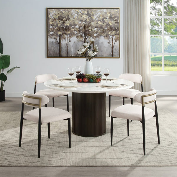 English Elm Kalea Linen Blend Dining Side Chairs Set of 2 with Gold Accent and Tapered Legs B062P580116